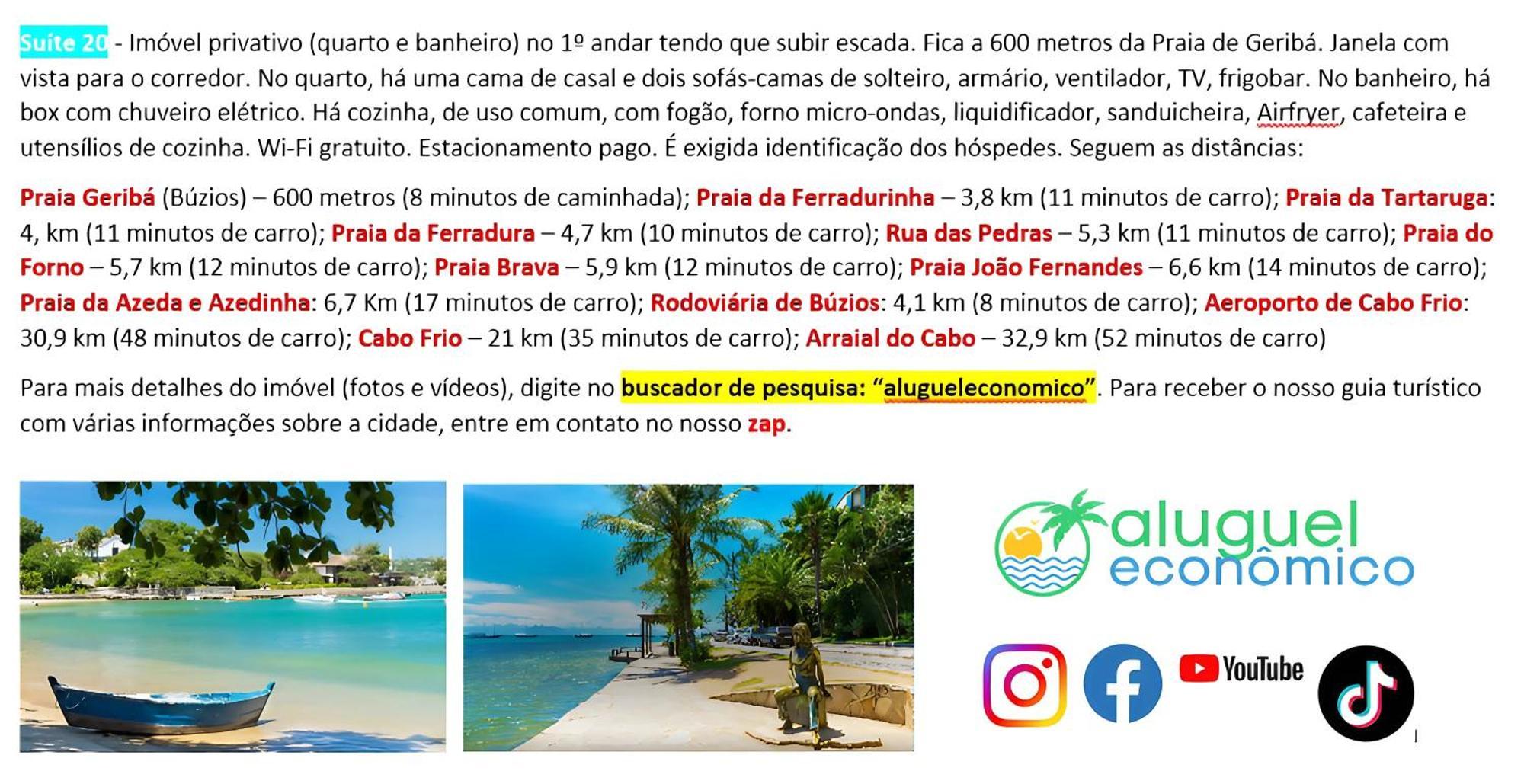 Buzios - Geriba - Suites - Aluguel Economico Exterior photo